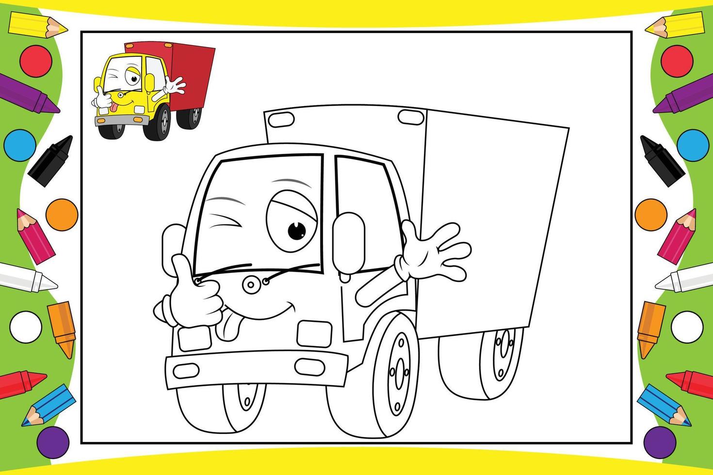 vrachtwagen cartoon kleuren voor kinderen vector