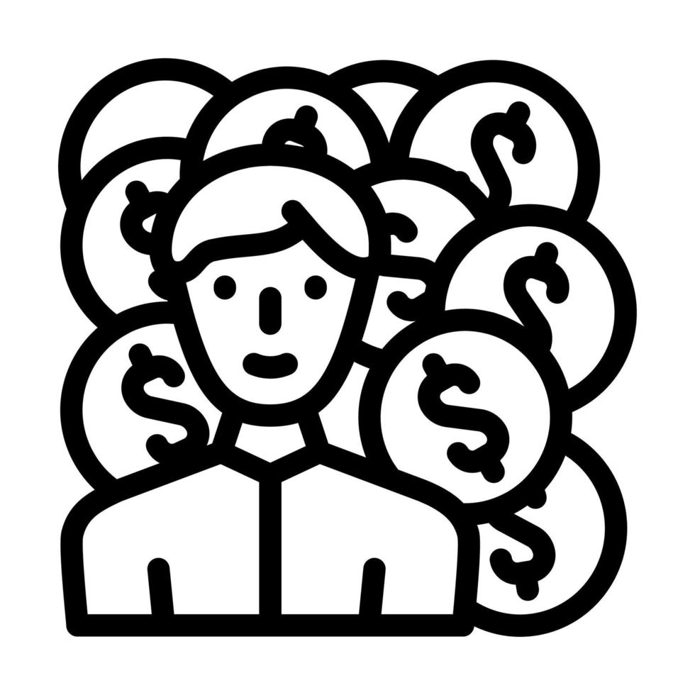 geld verdienen manager lijn pictogram vectorillustratie vector