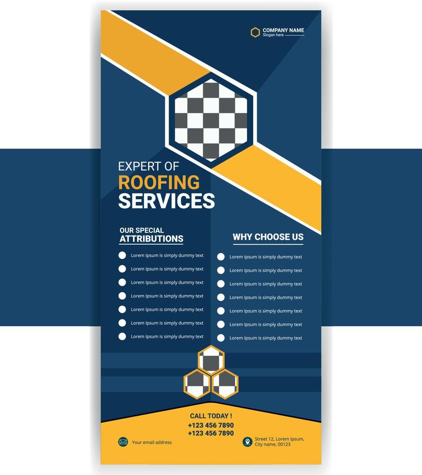 rekkaart of dl-flyer voor dakservice vector