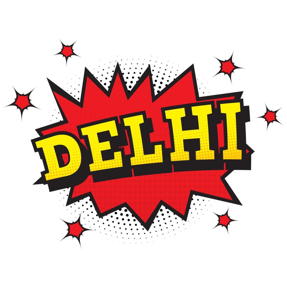 Delhi. komische tekst in pop-artstijl. vector