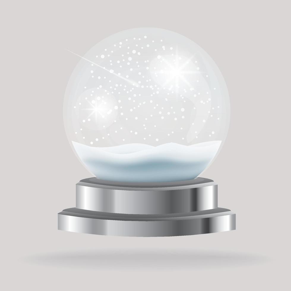 lege transparante kerst kristallen bol met sneeuw. vector