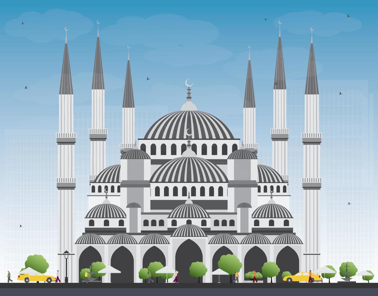 blauwe moskee in istanbul, turkije. vectorillustratie. vector