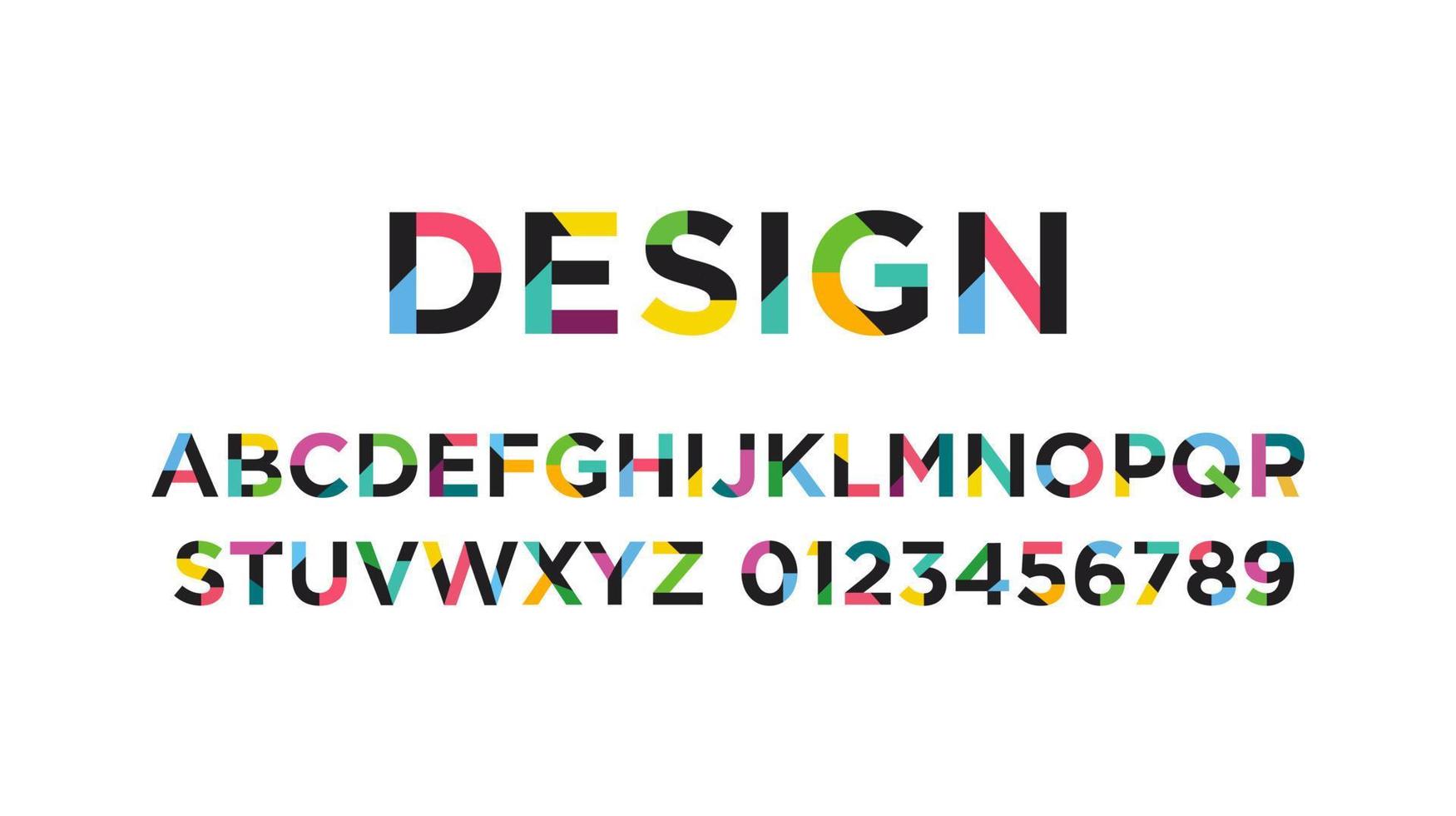colofrul vector van moderne abstracte lettertype en alfabet vectorillustratie