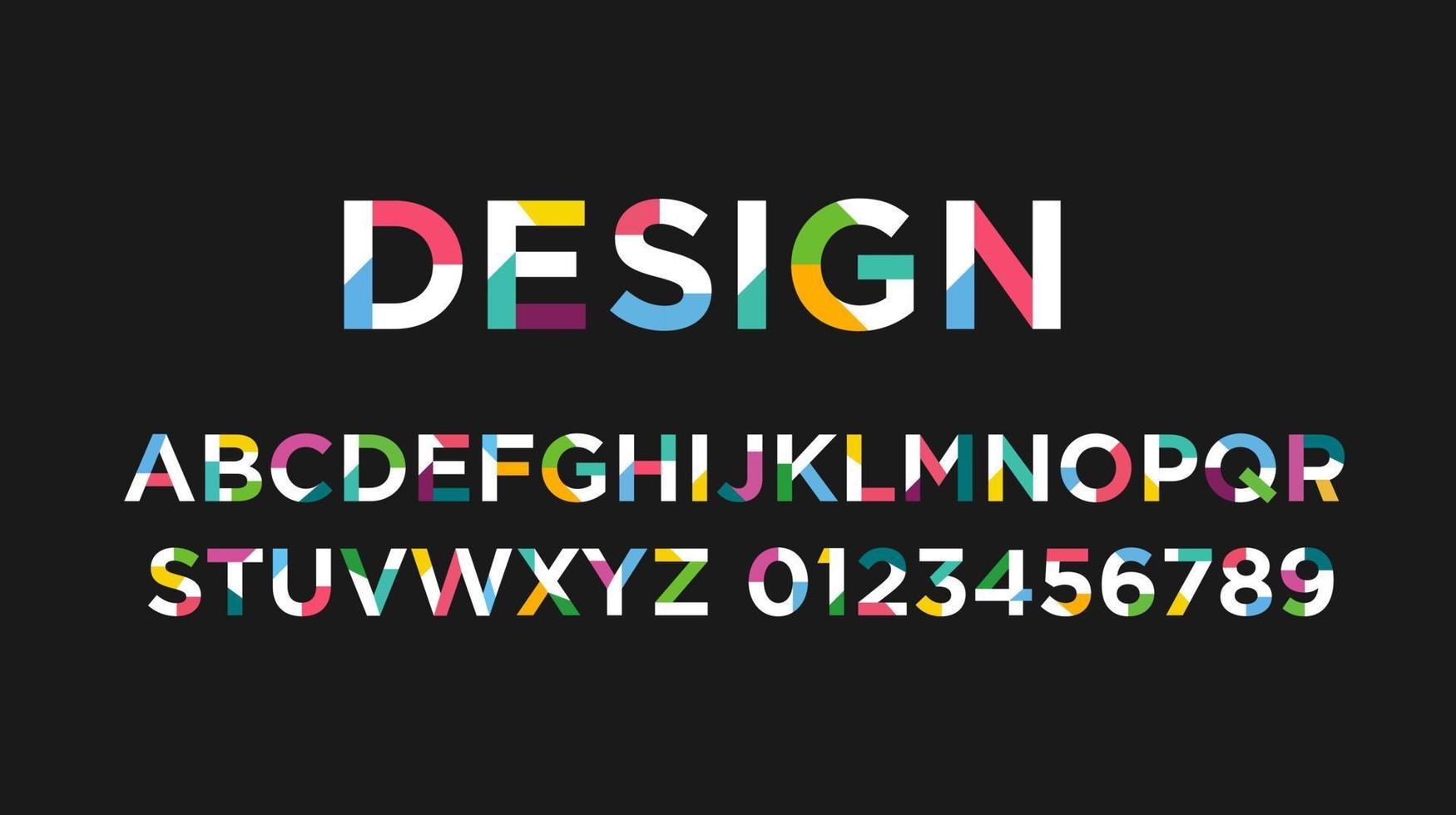 colofrul vector van moderne abstracte lettertype en alfabet vectorillustratie
