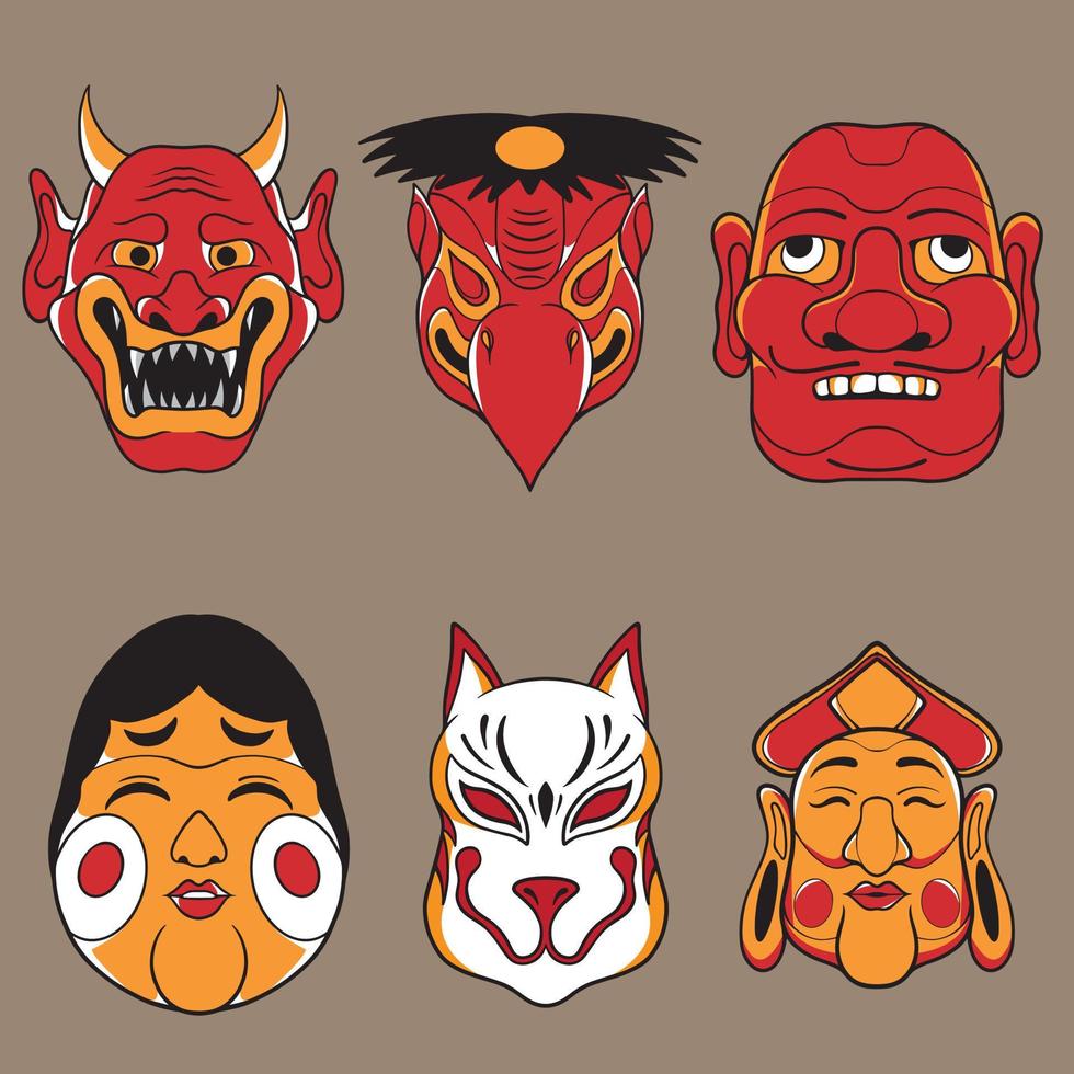 Japanse maskervector is geschikt voor gebruik voor stickers voor kledingmerken en andere vector