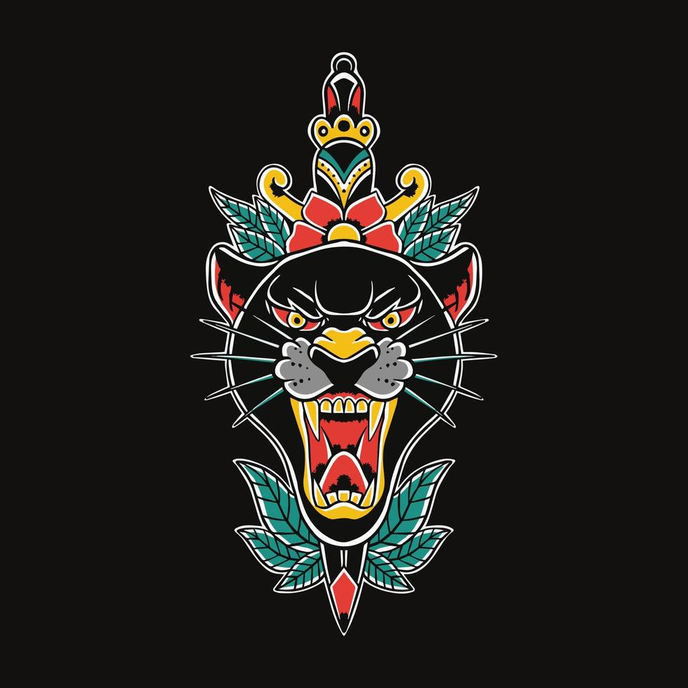 panterzwaard tattoo illustratie vector