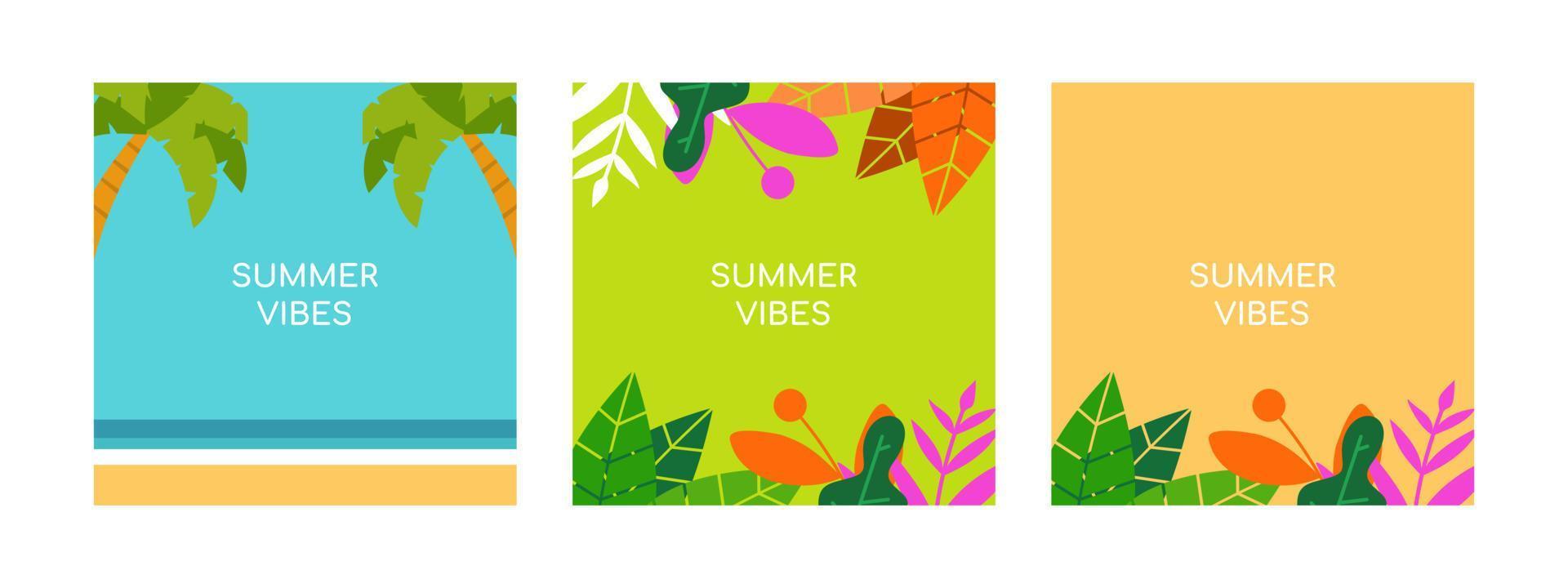 Hallo zomer vectorillustratie voor sociale media ontwerp sjablonen achtergrond met kopie ruimte voor tekst. zomer landschappen achtergrond voor banner, wenskaart, poster en reclame. vector