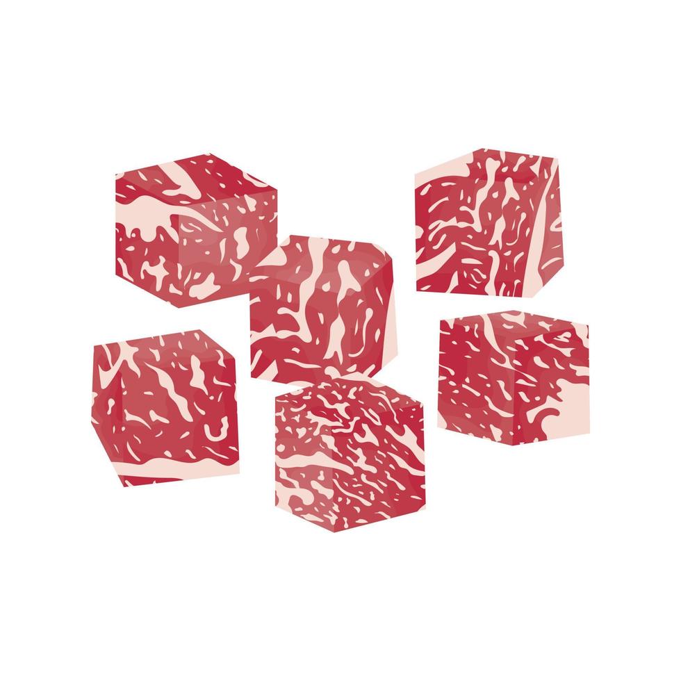 japans menu kubus barbecue saikoro rundvlees wagyu chef-kok schattig cartoon eten maaltijd vlees slager keuken bbq vector