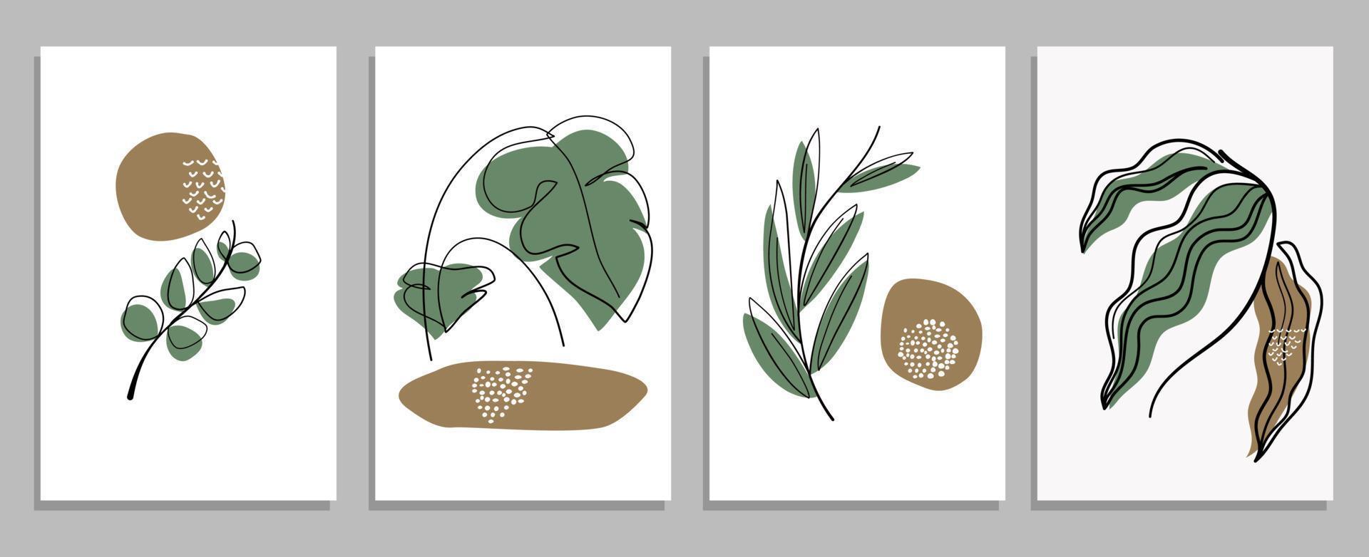 botanische kunst aan de muur met een stijl uit het midden van de eeuw vector