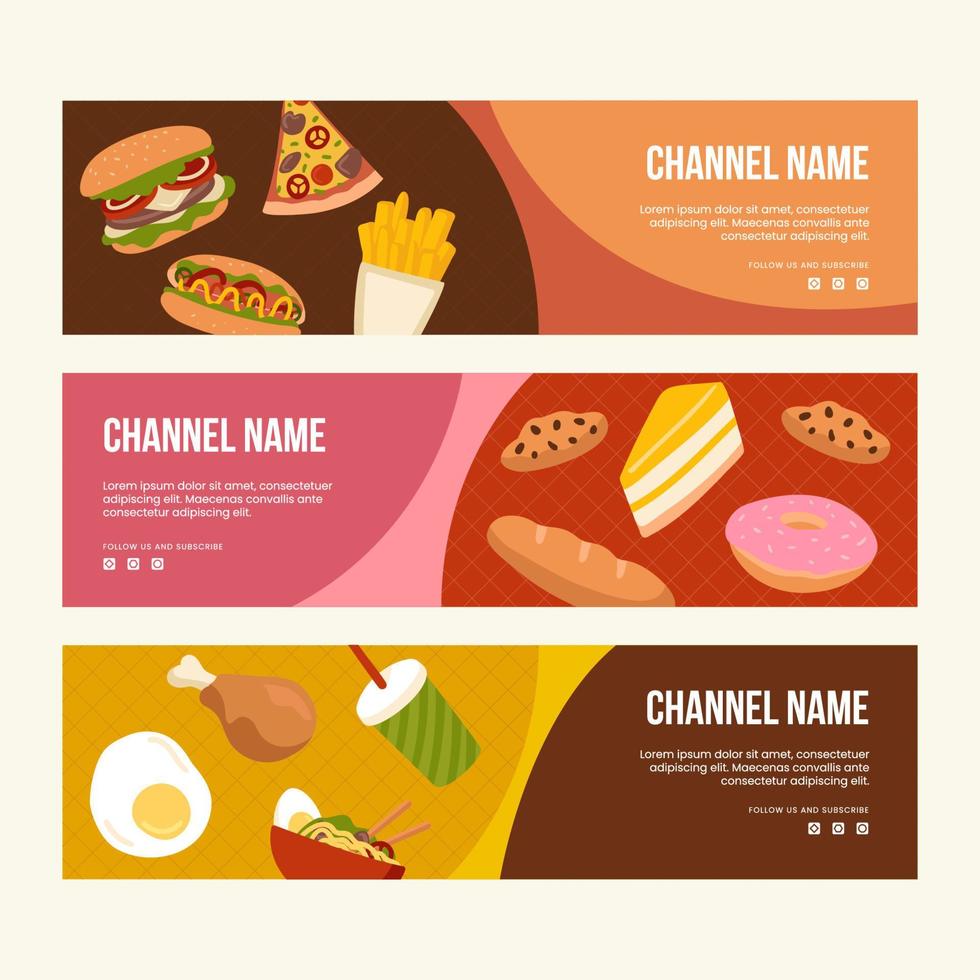 bannerset voor voedselkanalen vector