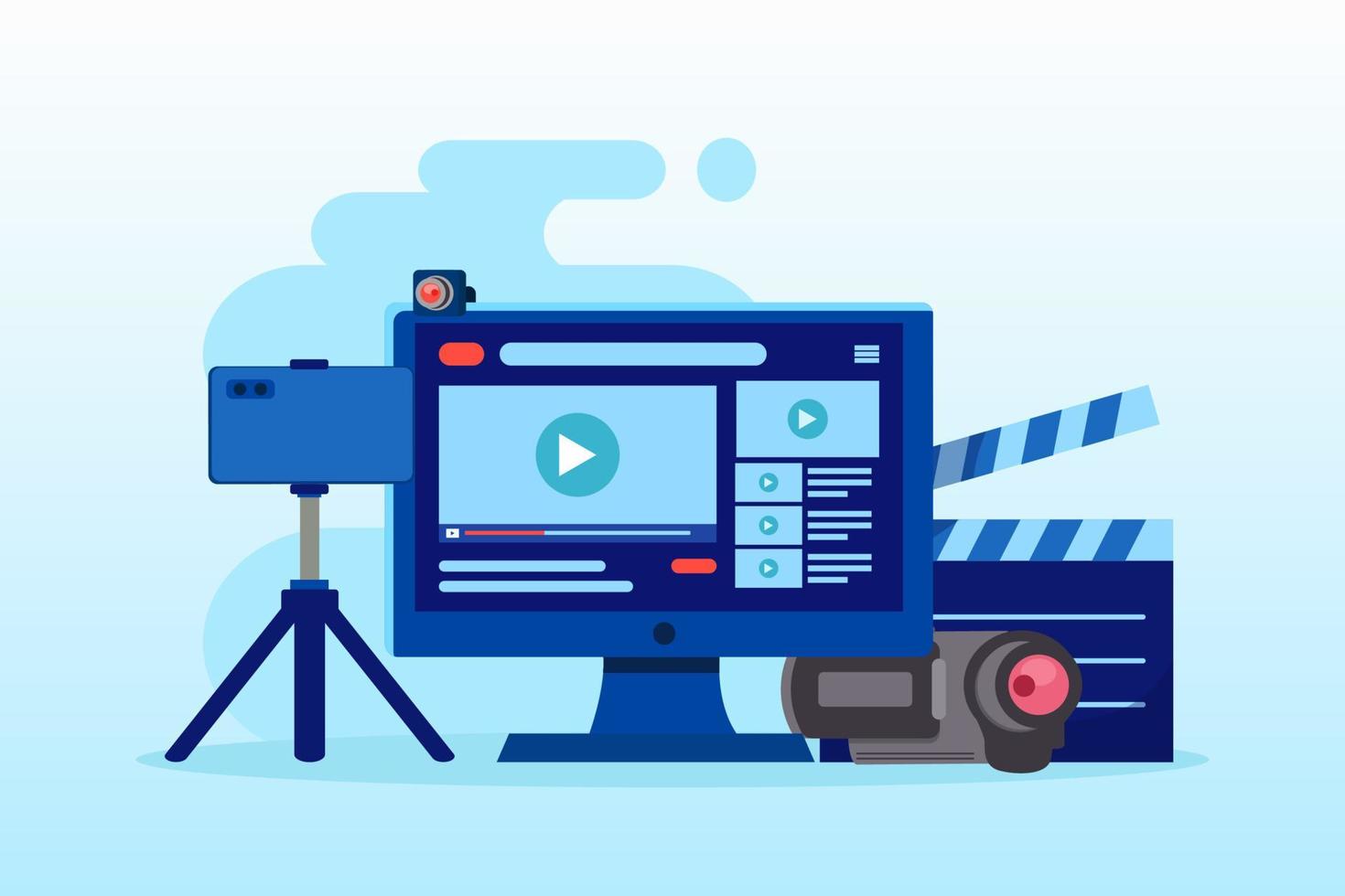 video-inhoud productie concept vector. apparatuur voor videobloggen. streamen vector