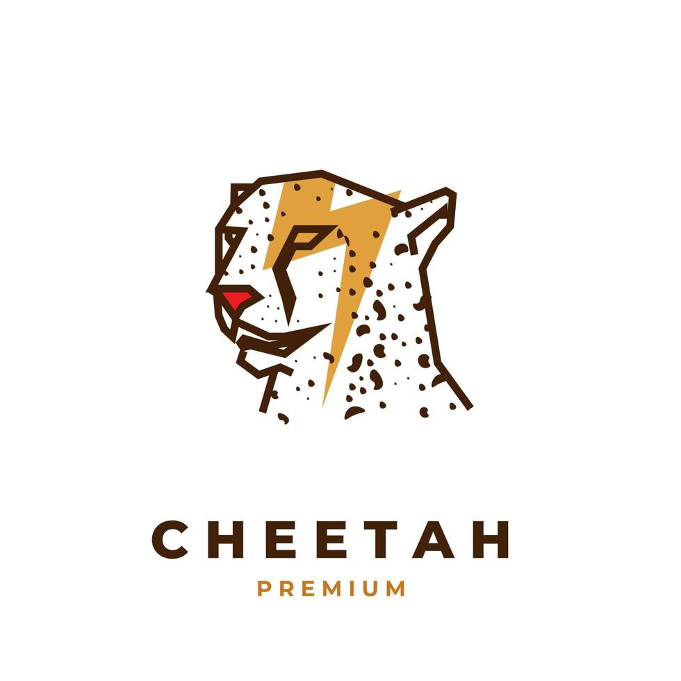 bliksem cheetah hoofd illustratie logo vector