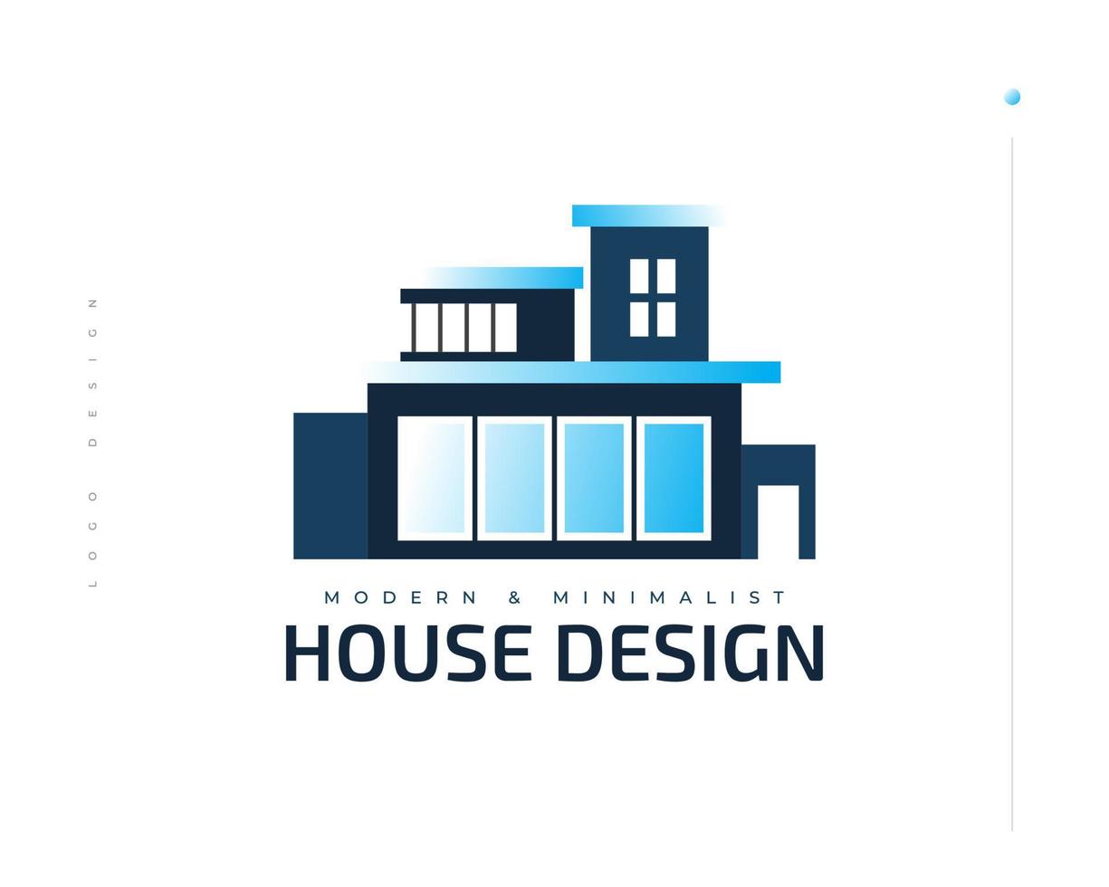 blauw modern en futuristisch huislogo-ontwerp. abstract gebouwlogo voor merkidentiteit voor onroerend goed of architectuur business vector