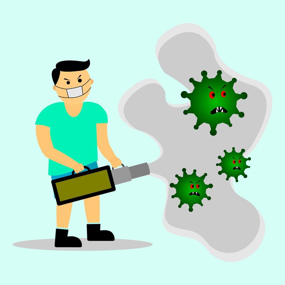 strijd tegen covid-19 corona virus. mensen vechten tegen virusconcept. vecht tegen corona virus illustratie vector ontwerp