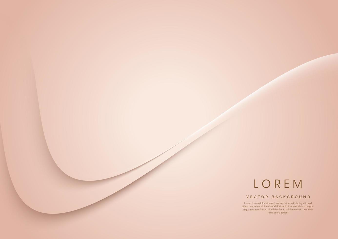 abstracte 3d rose goud gebogen achtergrond met kopie ruimte voor tekst. luxe stijl sjabloonontwerp. vector