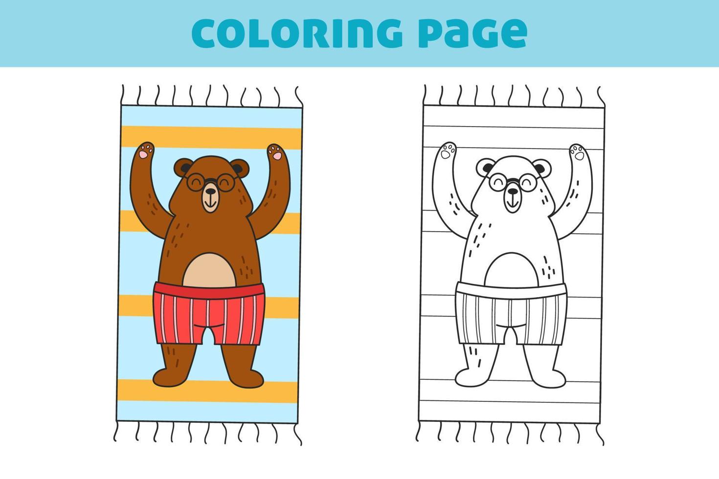 kleurboek met een grappige beer. een eenvoudig spel voor kleuters. vectorillustratie voor boeken, kleurboek, thuis vrije tijd en educatief materiaal. vector