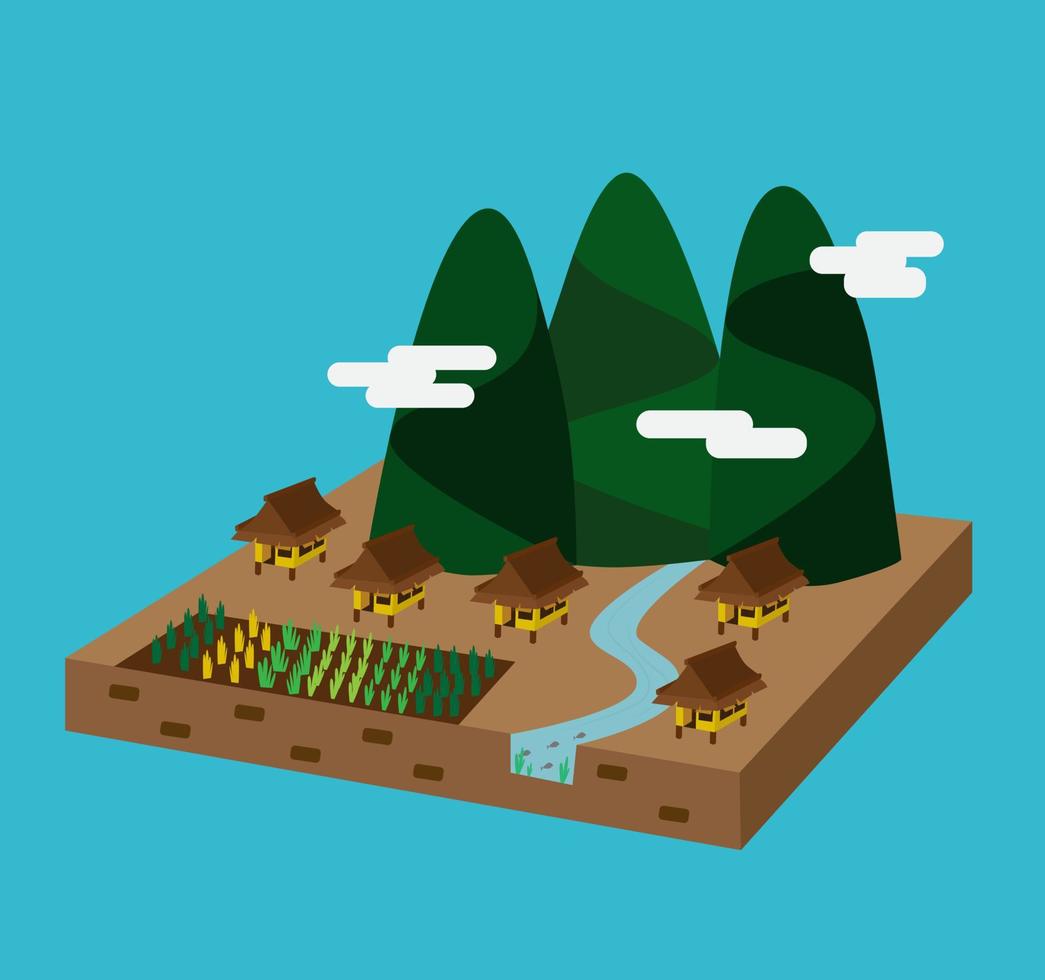 isometrische uitzicht op de groene vallei vector