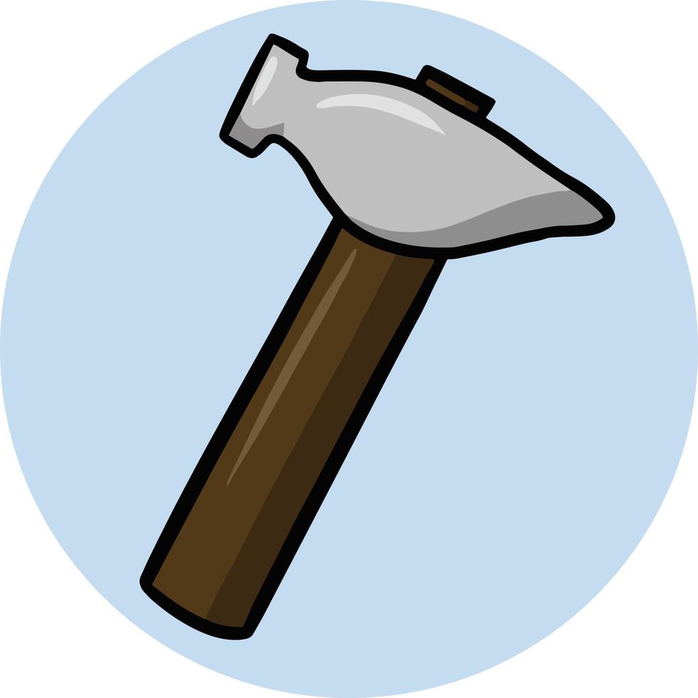 zware metalen hamer, een hulpmiddel voor reparatie, constructie. vectorillustratie op een ronde lichte achtergrond vector