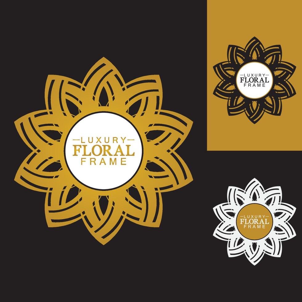 gouden luxe ronde sieraad, bloemdessin logo, gouden decoratieve sjabloon, heraldisch embleem, zakelijke afbeeldingen, modeteken vector