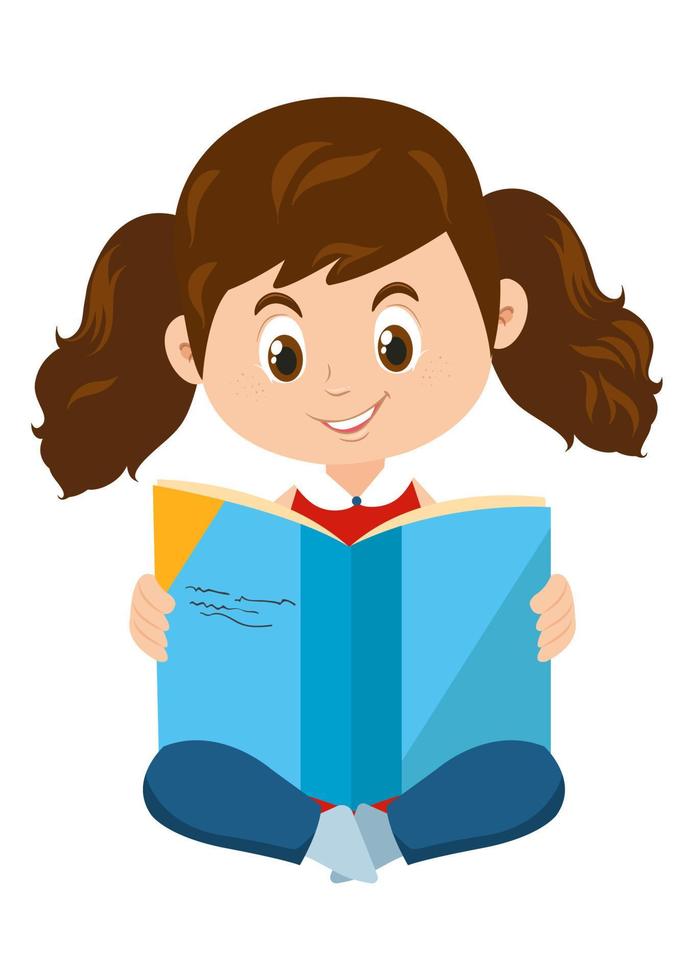 klein meisje dat een boek leest vectorillustratie vector