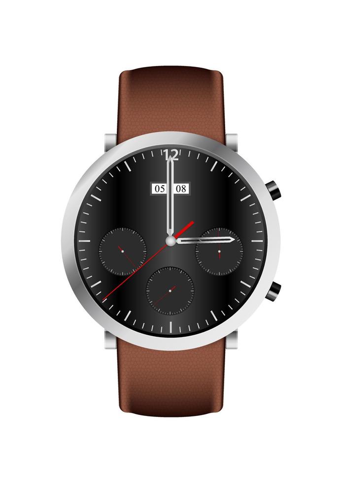 vectorillustratie van realistisch elegant handhorloge dat op witte achtergrond wordt geïsoleerd vector