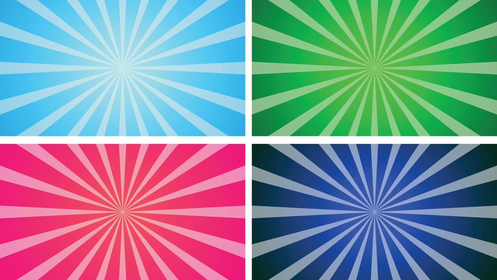 eenvoudige mix kleur sunburst pack met gradiënt vector achtergrond illustratie.