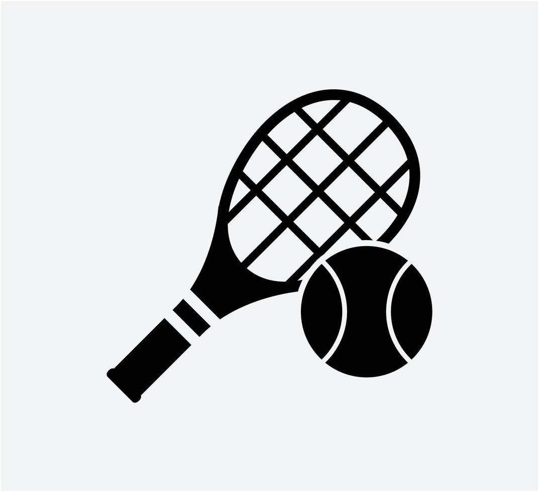 tennisbal en racket pictogram vector logo ontwerpsjabloon