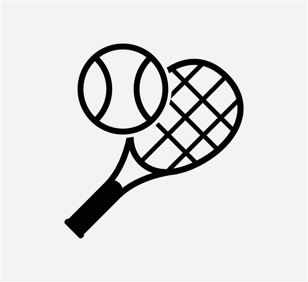 tennisbal en racket pictogram vector logo ontwerpsjabloon