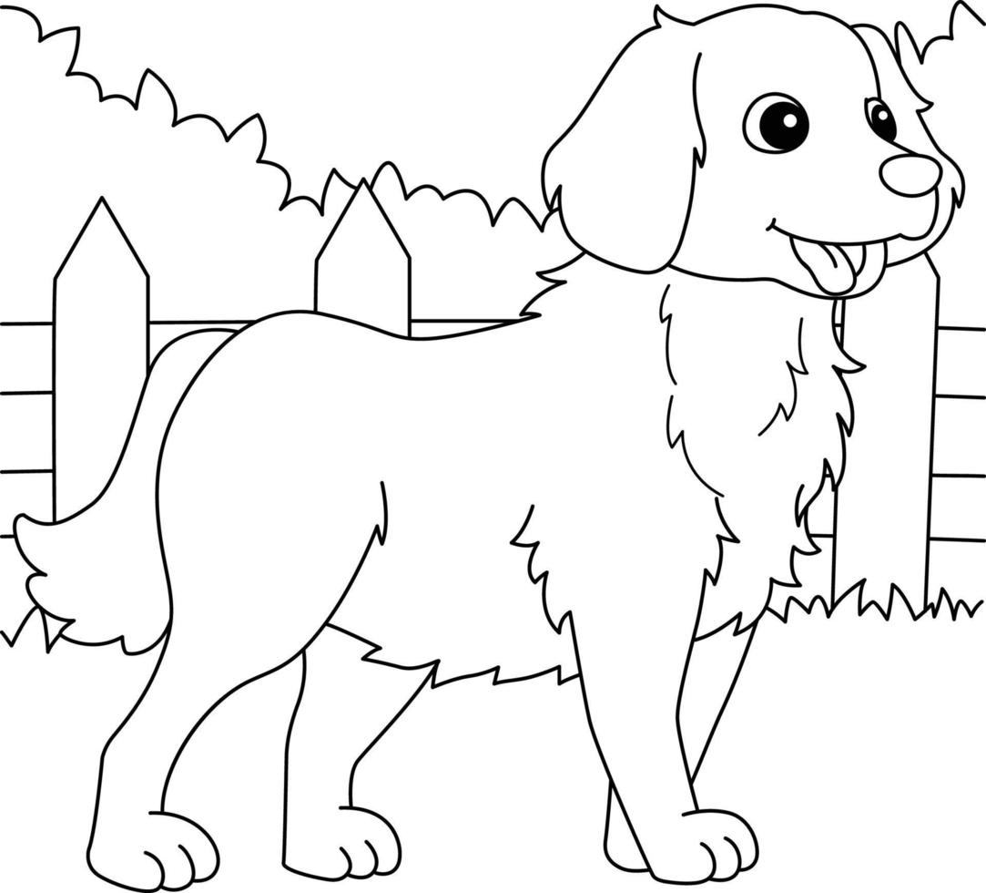 golden retriever hond kleurplaat voor kinderen vector