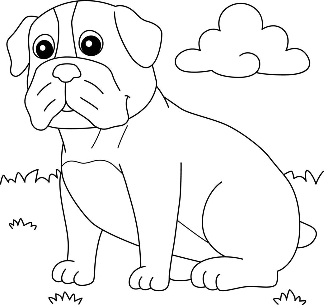 bulldog hond kleurplaat voor kinderen vector