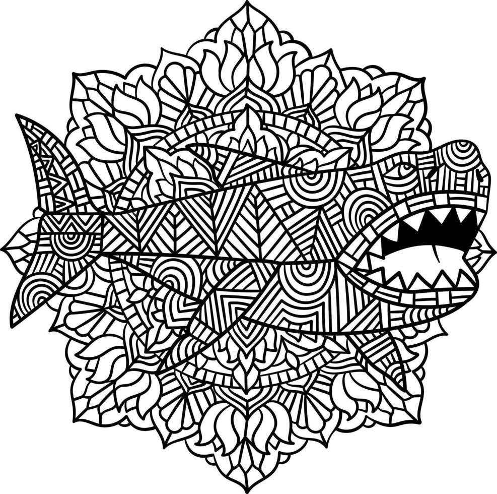 megalodon mandala kleurplaten voor volwassenen vector