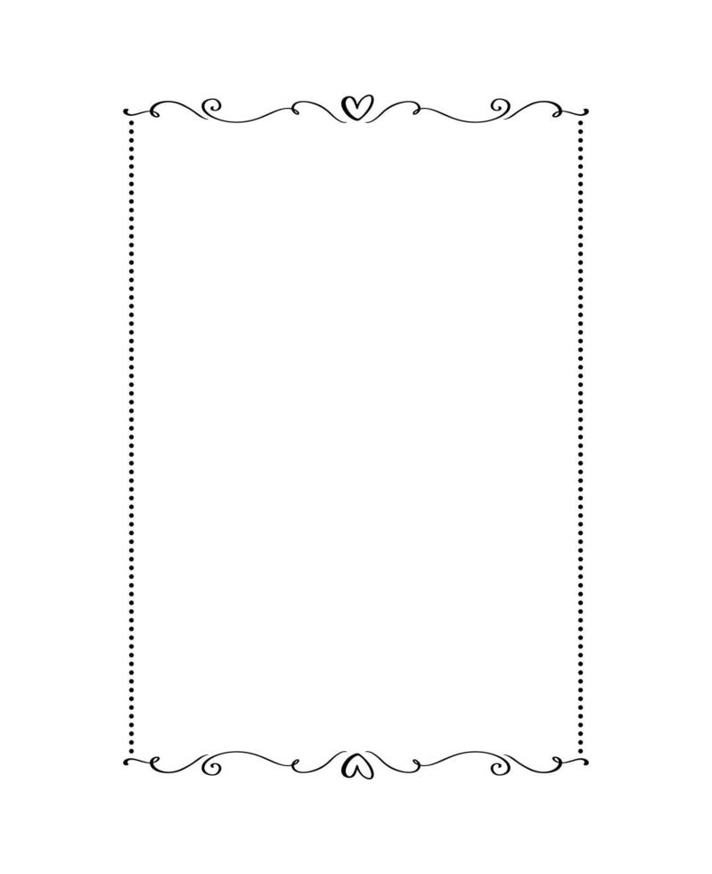 vector Valentijn frame met hart. kalligrafie decoratief ornament voor decoratietekst, ontwerp van huwelijksuitnodiging, liefdes romantische wenskaart