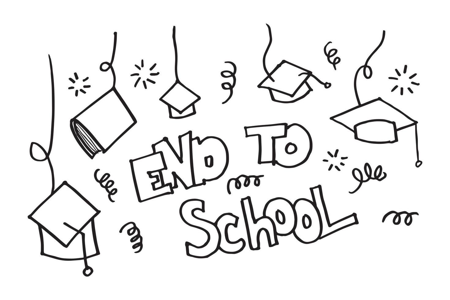 einde van school doodle, vectorillustratie. vector