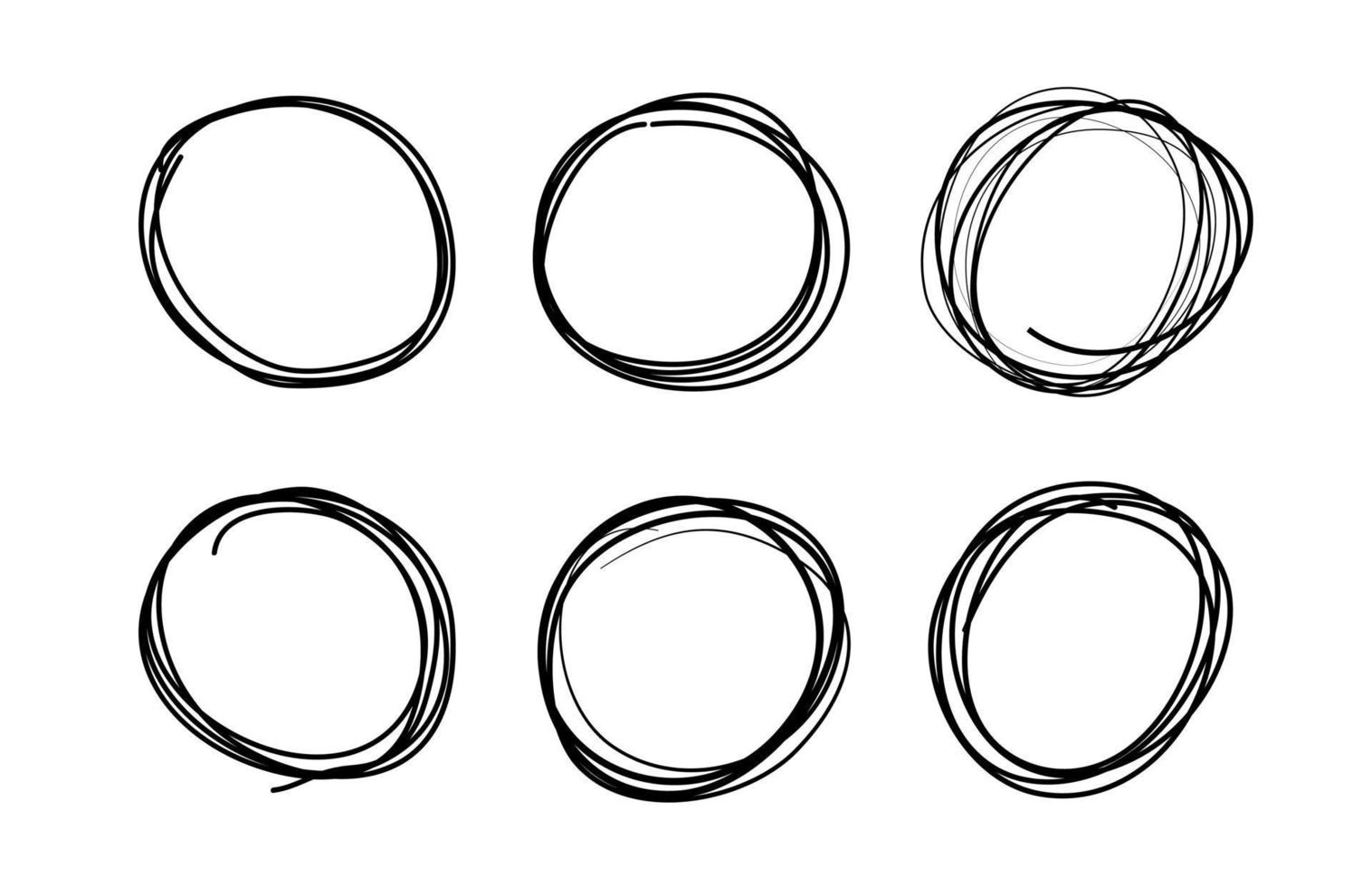 ronde handgetekende set op witte achtergrond vector