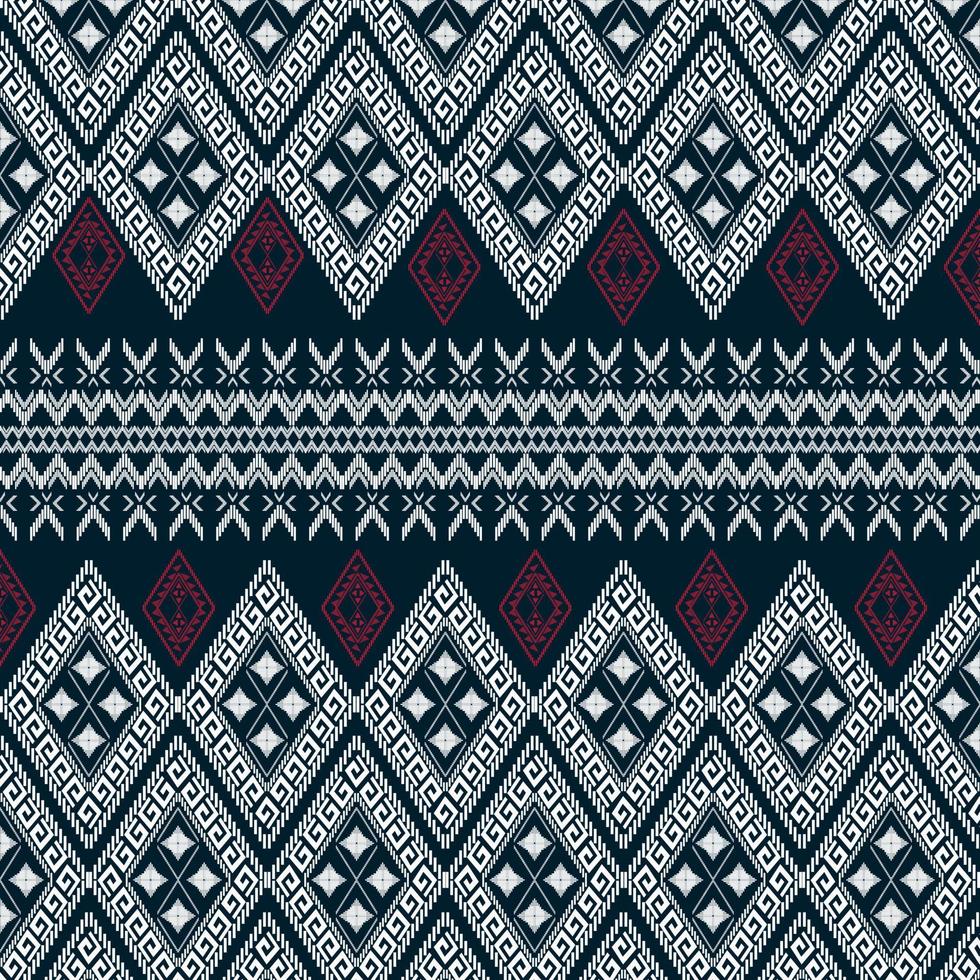 mooi van donkerblauw geometrische etnische oosterse ikat patroon traditioneel ontwerp en gebruikt in de achtergrond,tapijt,behang,kleding,inwikkeling,batik,stof,vector illustratie ontwerp vector