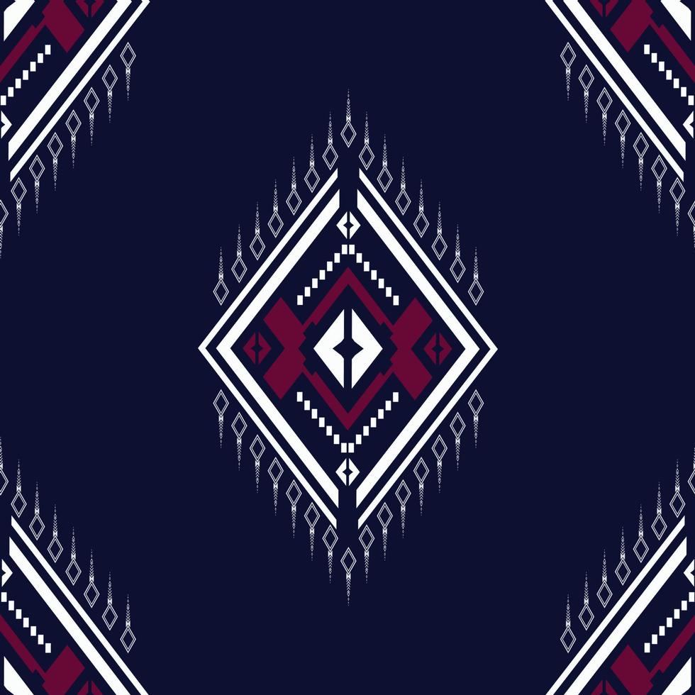 geometrische etnische textuur borduurwerk driehoek op donker blauwe achtergrond voor mode en behang, kleding, rok, tapijt, verpakking, batik, stof, textuur naadloze vector, illustratie stijl vector