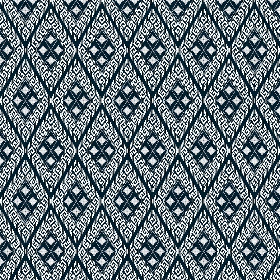 mooi van donkerblauw geometrische etnische oosterse ikat patroon traditioneel ontwerp en gebruikt in de achtergrond,tapijt,behang,kleding,inwikkeling,batik,stof,vector illustratie ontwerp vector