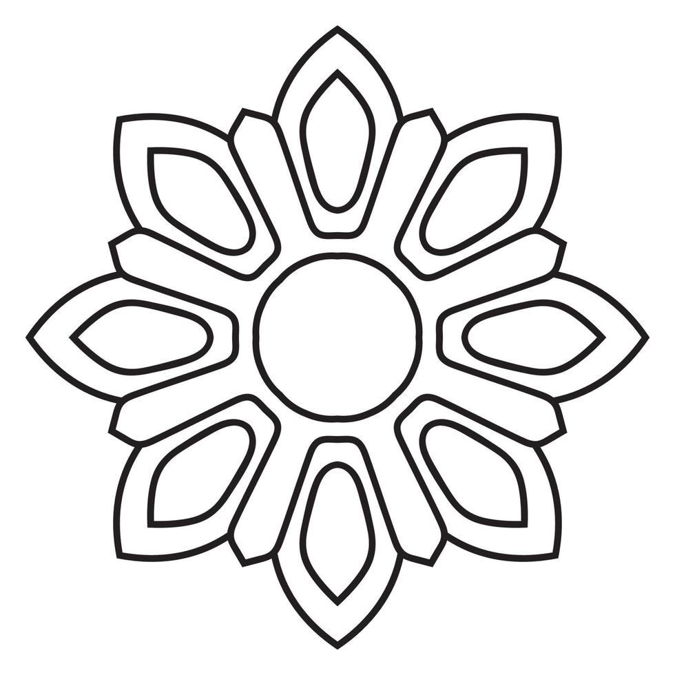 schattig mandala-frame. sier ronde doodle bloem geïsoleerd op een witte achtergrond. geometrische decoratieve sieraad in etnische oosterse stijl. vector