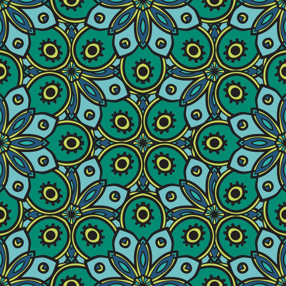 abstracte naadloze patroon met mandala bloem. mozaïek, tegel, polka dot. bloemen achtergrond. vector