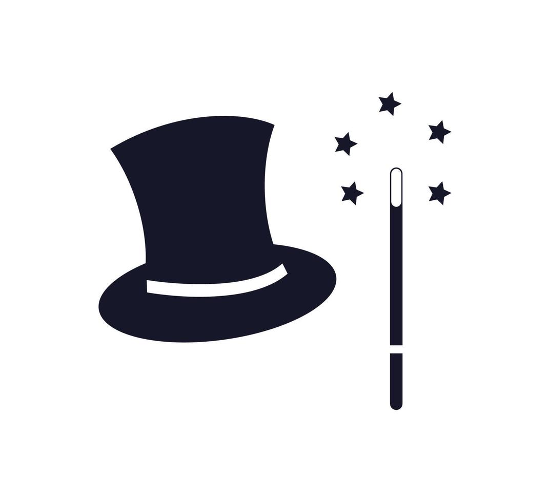 hoed magie pictogram vector logo ontwerpsjabloon