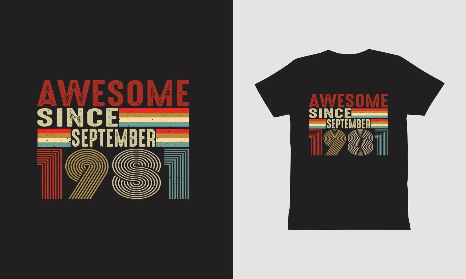 geweldig sinds september 1981 t-shirtontwerp. vector