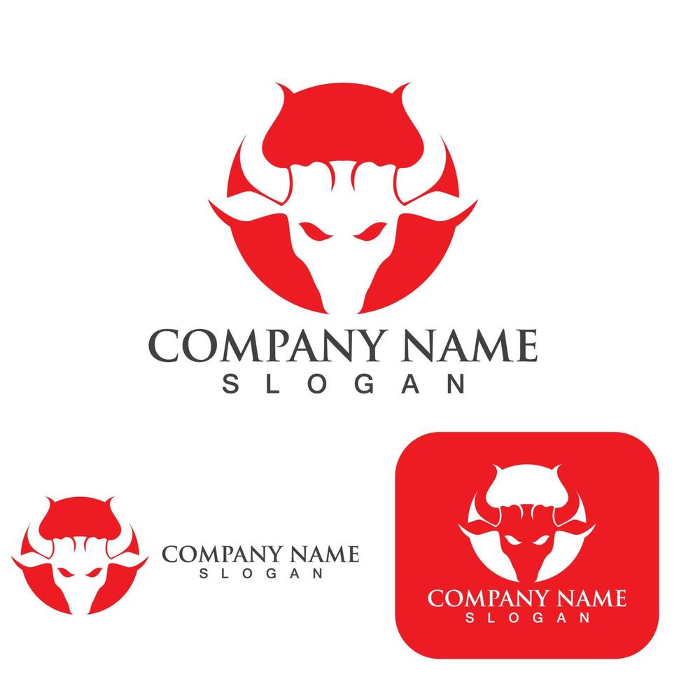 stier hoofd hoorn rood logo dierlijke vector