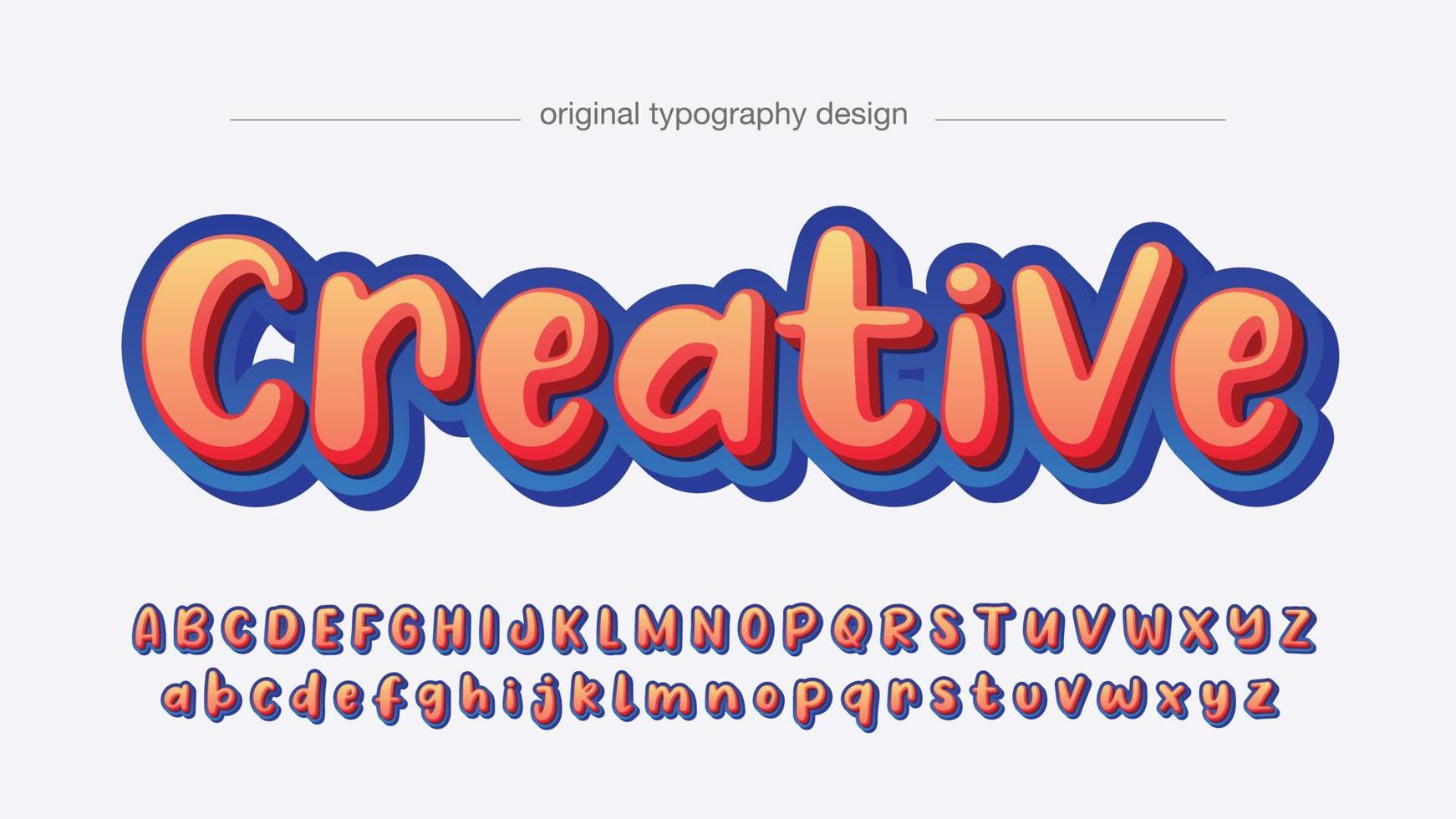 schattige rode en blauwe 3d bellenborstel typografie vector