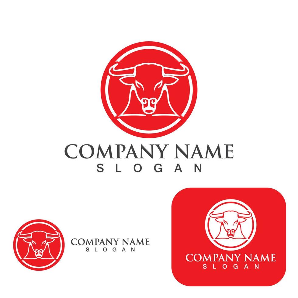 stier hoofd hoorn rood logo dierlijke vector