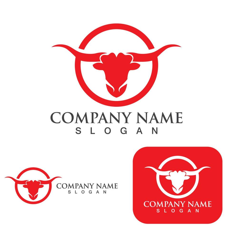 stier hoofd hoorn rood logo dierlijke vector