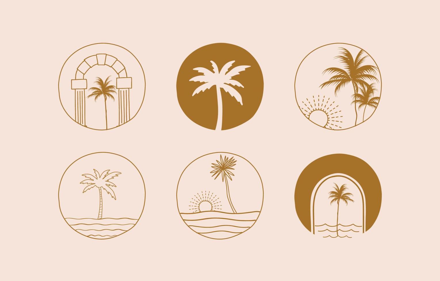 collectie van lijnontwerp met boom, palm, nature.editable vectorillustratie voor website, sticker, tatoeage, pictogram vector