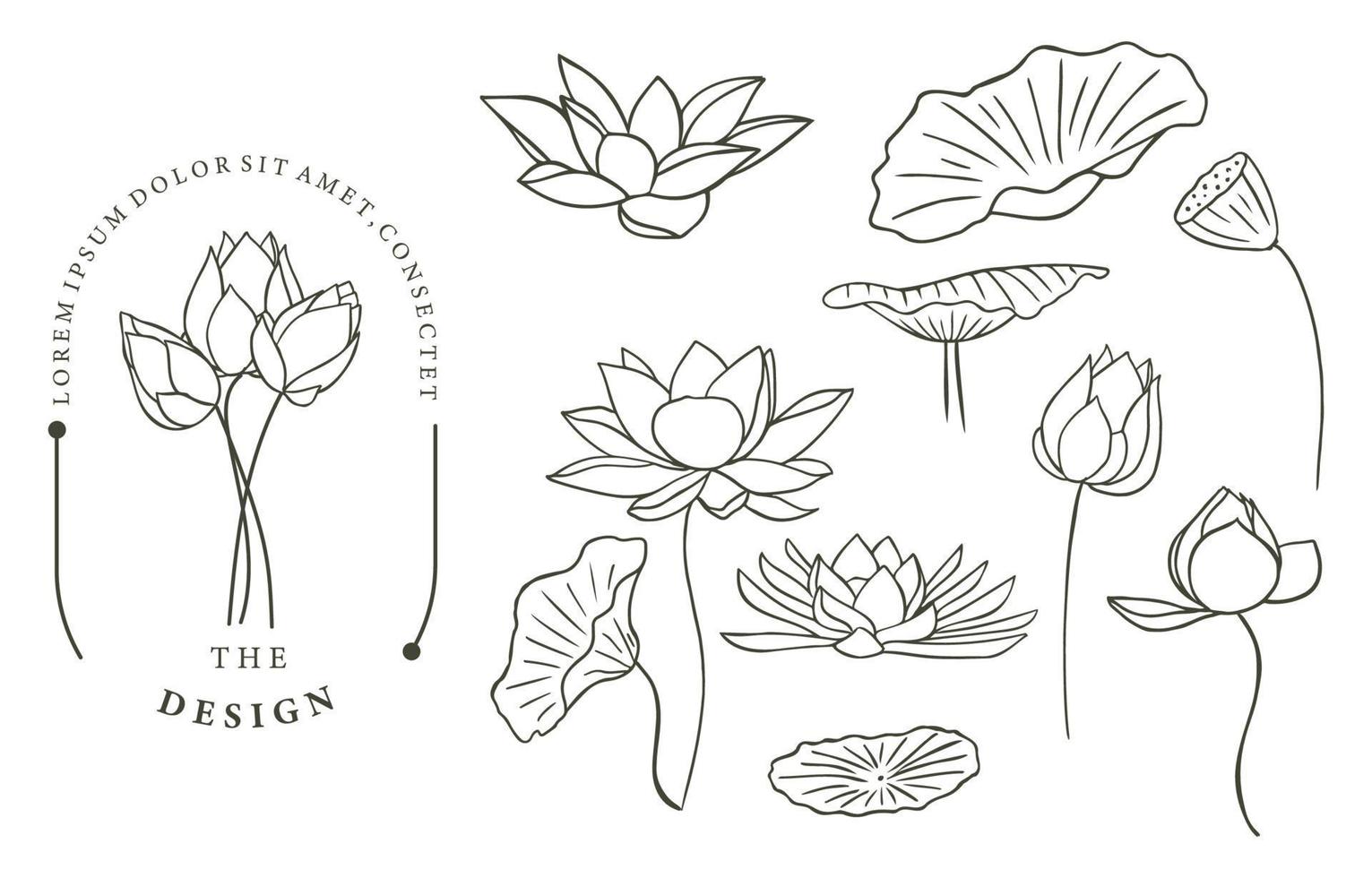 zwarte lotusbloem outline.vector illustratie voor pictogram, sticker, afdrukbaar en tattoo vector