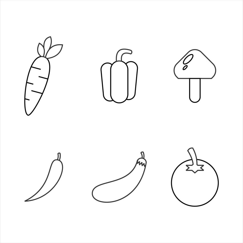 plantaardige icon set, dunne vector icon set