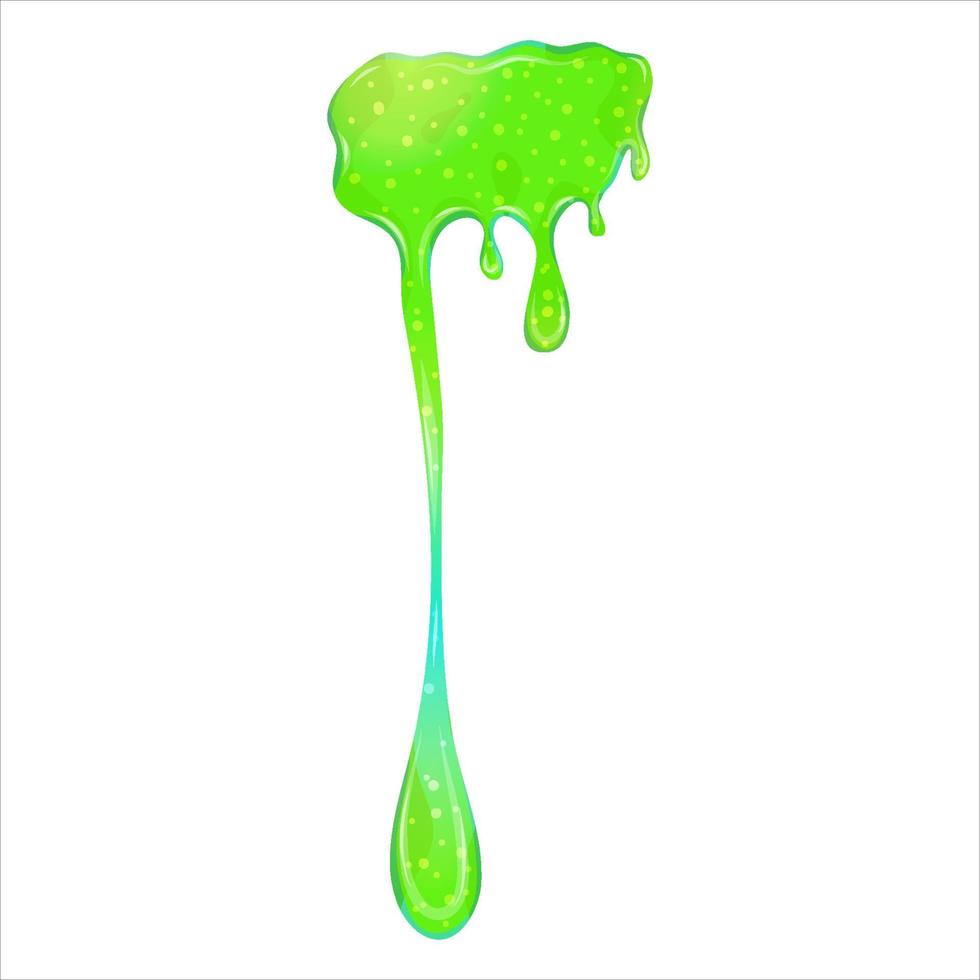 druipende groene goo slimes geïsoleerd. slimes splash, stroom van muscus. groene kleurrijke gelei om te spelen. cartoon vectorillustratie. vector