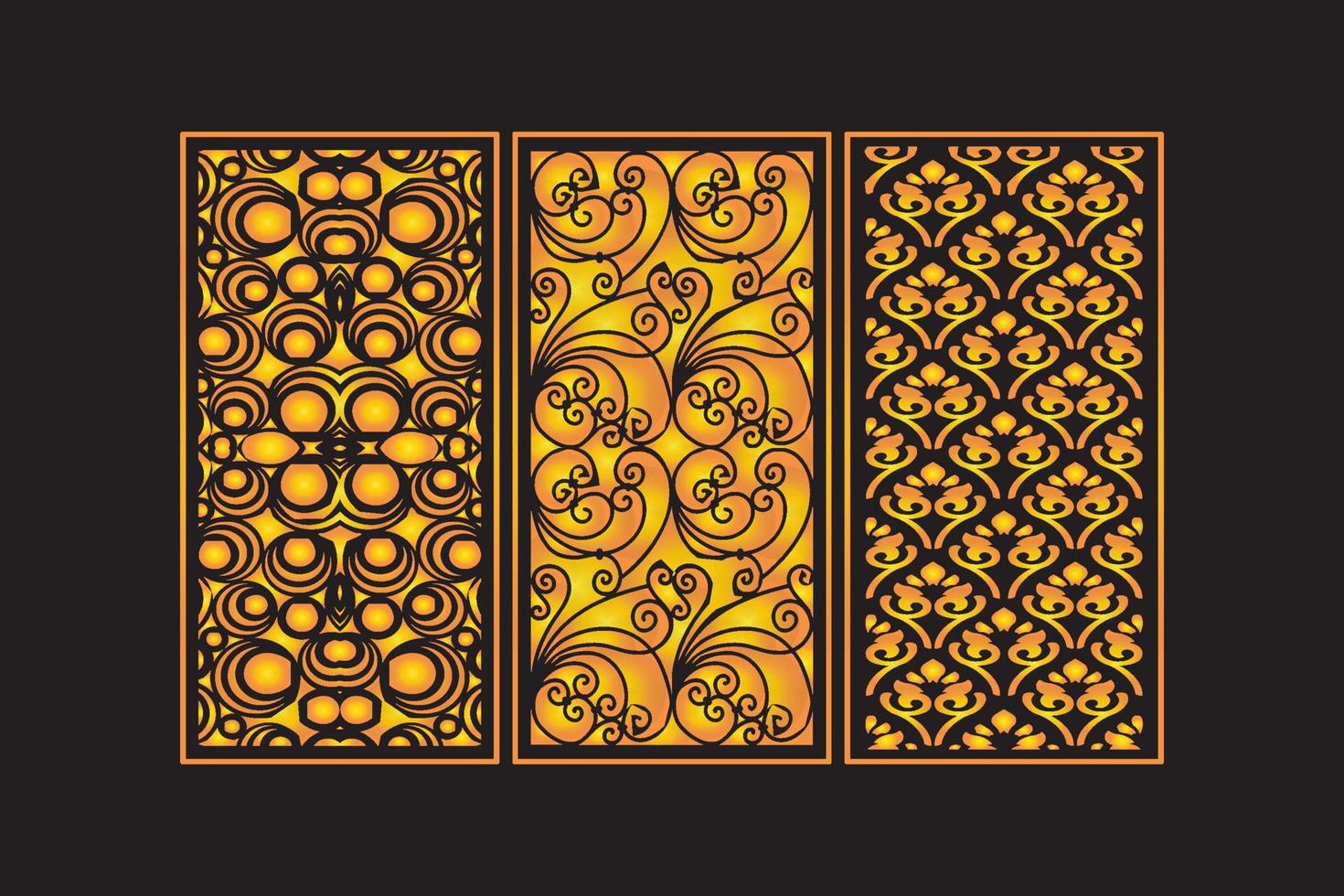 decoratief gestanst bloemen naadloos abstract patroon lasergesneden panelen gouden sjabloon vector